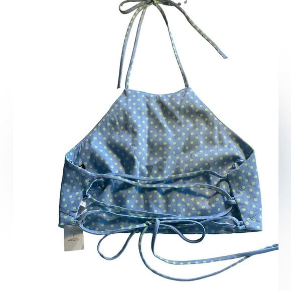 Zara Polka Dot Cropped Halter Strappy Cotton Top Size Medium NWT - Picture 4 of 8